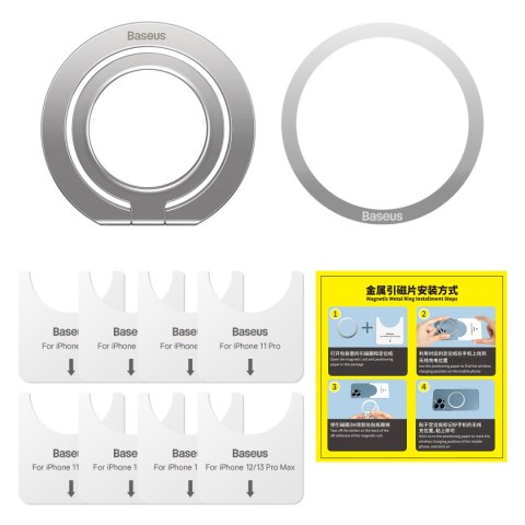 Baseus magnetyczny uchwyt Halo Series Foldable Metal Ring Stand(Single-ring)srebrny Baseus magnetyczny uchwyt Halo Series Foldable Metal Ring Stand(Single-ring)srebrny