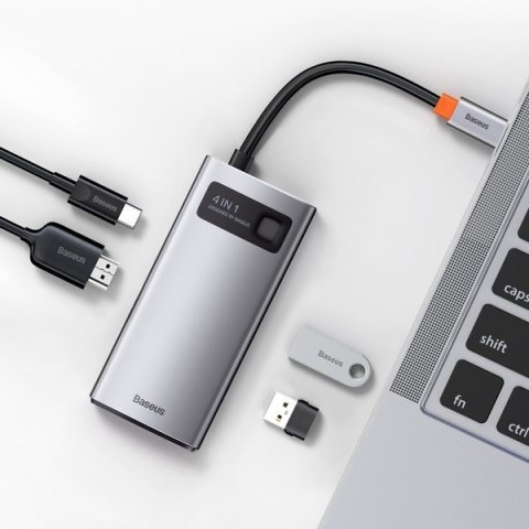 Baseus stacja dokująca Metal Gleam Series 4-in-1 Multifunctional Type-C HUB szara (Type-C to HDMI*1+USB3.0*1+USB2.0*1+PD*1) Baseus stacja dokująca Metal Gleam Series 4-in-1 Multifunctional Type-C HUB szara (Type-C to HDMI*1+USB3.0*1+USB2.0*1+PD*1)