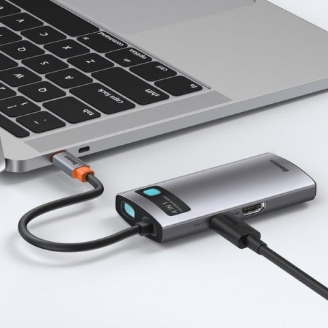 Baseus stacja dokująca Metal Gleam Series 4-in-1 Multifunctional Type-C HUB szara (Type-C to HDMI*1+USB3.0*1+USB2.0*1+PD*1) Baseus stacja dokująca Metal Gleam Series 4-in-1 Multifunctional Type-C HUB szara (Type-C to HDMI*1+USB3.0*1+USB2.0*1+PD*1)