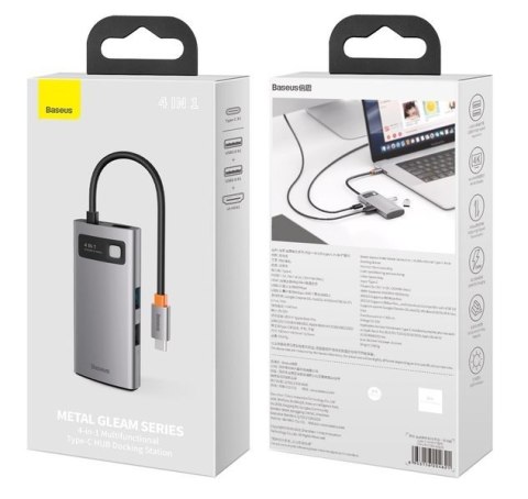 Baseus stacja dokująca Metal Gleam Series 4-in-1 Multifunctional Type-C HUB szara (Type-C to HDMI*1+USB3.0*1+USB2.0*1+PD*1) Baseus stacja dokująca Metal Gleam Series 4-in-1 Multifunctional Type-C HUB szara (Type-C to HDMI*1+USB3.0*1+USB2.0*1+PD*1)