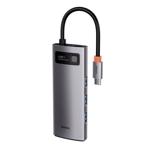 Baseus stacja dokująca Metal Gleam Series 5-in-1 Multifunctional Type-C HUB szara 30Hz Version(Type-C to HDMI*1+USB3.0*3+PD*1) Baseus stacja dokująca Metal Gleam Series 5-in-1 Multifunctional Type-C HUB szara 30Hz Version(Type-C to HDMI*1+USB3.0*3+PD*1)