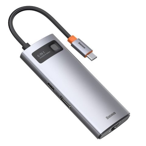 Baseus stacja dokująca Metal Gleam Series 6-in-1 Multifunctional Type-C HUB szara(Type-C to HDMI*1+USB3.0*3+PD*1+RJ45*1) Baseus stacja dokująca Metal Gleam Series 6-in-1 Multifunctional Type-C HUB szara(Type-C to HDMI*1+USB3.0*3+PD*1+RJ45*1)