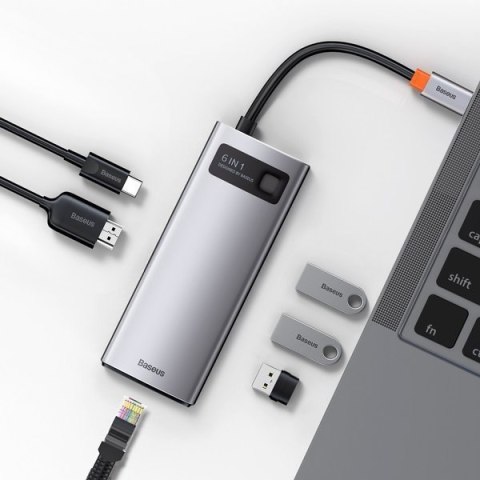 Baseus stacja dokująca Metal Gleam Series 6-in-1 Multifunctional Type-C HUB szara(Type-C to HDMI*1+USB3.0*3+PD*1+RJ45*1) Baseus stacja dokująca Metal Gleam Series 6-in-1 Multifunctional Type-C HUB szara(Type-C to HDMI*1+USB3.0*3+PD*1+RJ45*1)