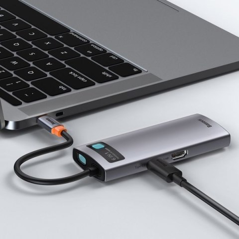 Baseus stacja dokująca Metal Gleam Series 6-in-1 Multifunctional Type-C HUB szara(Type-C to HDMI*1+USB3.0*3+PD*1+RJ45*1) Baseus stacja dokująca Metal Gleam Series 6-in-1 Multifunctional Type-C HUB szara(Type-C to HDMI*1+USB3.0*3+PD*1+RJ45*1)
