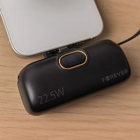 Forever mini power bank MTB-100 22.5W 5000 mAh USB C czarny Forever mini power bank MTB-100 22.5W 5000 mAh USB C czarny