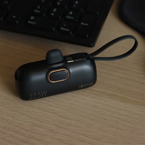 Forever mini power bank MTB-100 22.5W 5000 mAh USB C czarny Forever mini power bank MTB-100 22.5W 5000 mAh USB C czarny
