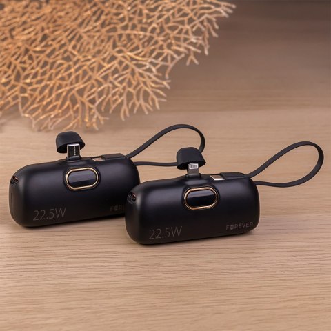 Forever mini power bank MTB-100 22.5W 5000 mAh USB C czarny Forever mini power bank MTB-100 22.5W 5000 mAh USB C czarny