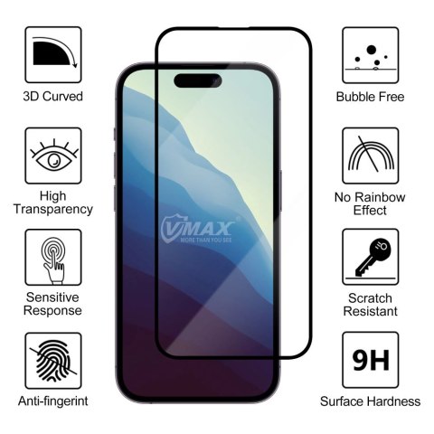 Vmax szkło hartowane 9D Glass do iPhone 15 Pro 6,1" Vmax szkło hartowane 9D Glass do iPhone 15 Pro 6,1"