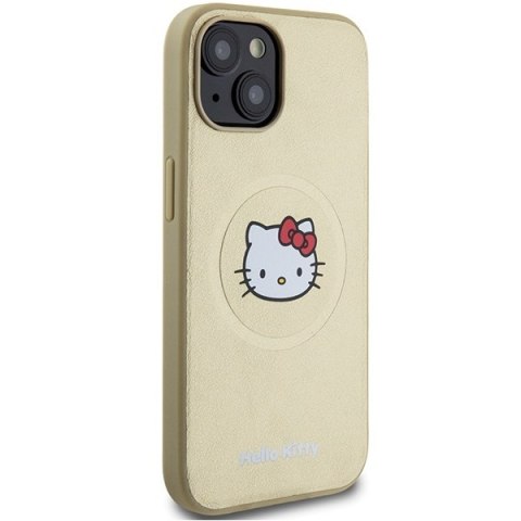 Nakładka Hello Kitty do iPhone 14 / 15 / 13 6,1" złota hardcase Leather Kitty Head MagSafe Nakładka Hello Kitty do iPhone 14 / 15 / 13 6,1" złota hardcase Leather Kitty Head MagSafe