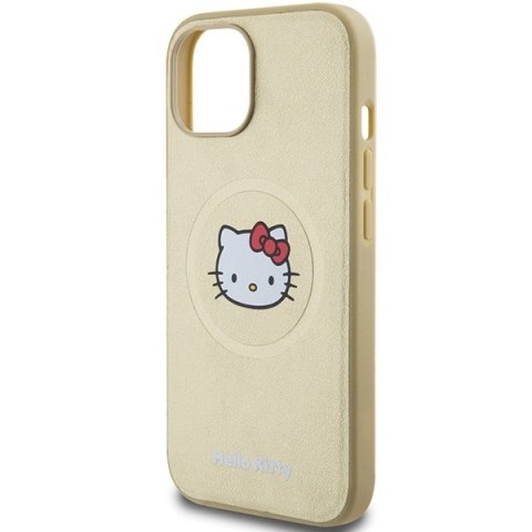 Nakładka Hello Kitty do iPhone 14 / 15 / 13 6,1" złota hardcase Leather Kitty Head MagSafe Nakładka Hello Kitty do iPhone 14 / 15 / 13 6,1" złota hardcase Leather Kitty Head MagSafe