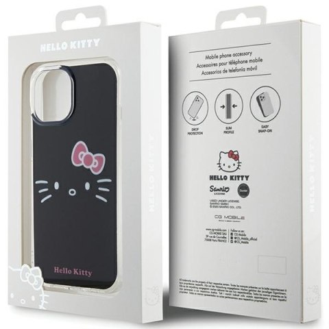 Nakładka Hello Kitty do iPhone 15 / 14 / 13 6,1" czarna hardcase IML Kitty Face Nakładka Hello Kitty do iPhone 15 / 14 / 13 6,1" czarna hardcase IML Kitty Face