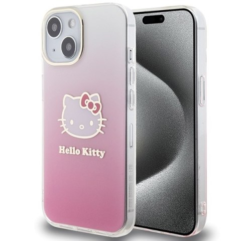 Nakładka Hello Kitty do iPhone 15 / 14 / 13 6,1" różowa hardcase IML Gradient Electrop Kitty Head Nakładka Hello Kitty do iPhone 15 / 14 / 13 6,1" różowa hardcase IML Gradient Electrop Kitty Head