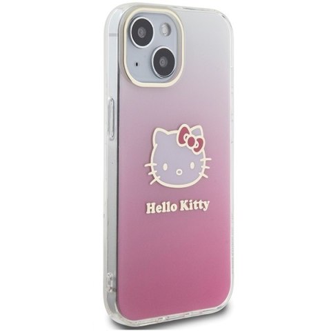 Nakładka Hello Kitty do iPhone 15 / 14 / 13 6,1" różowa hardcase IML Gradient Electrop Kitty Head Nakładka Hello Kitty do iPhone 15 / 14 / 13 6,1" różowa hardcase IML Gradient Electrop Kitty Head