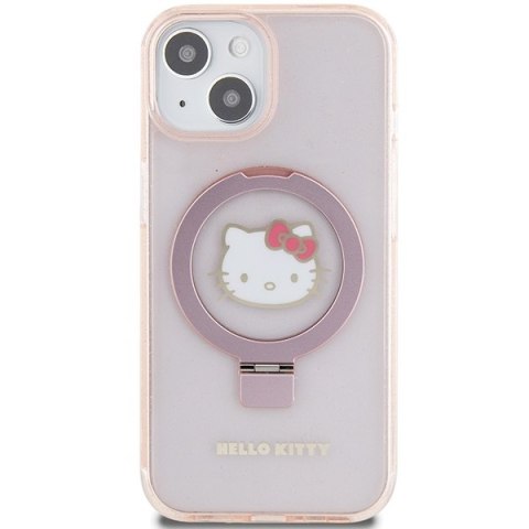 Nakładka Hello Kitty do iPhone 15 / 14 / 13 6,1" różowa hardcase Ring Stand Glitter Electrop Logo MagSafe Nakładka Hello Kitty do iPhone 15 / 14 / 13 6,1" różowa hardcase Ring Stand Glitter Electrop Logo MagSafe