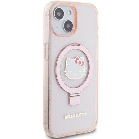 Nakładka Hello Kitty do iPhone 15 / 14 / 13 6,1" różowa hardcase Ring Stand Glitter Electrop Logo MagSafe Nakładka Hello Kitty do iPhone 15 / 14 / 13 6,1" różowa hardcase Ring Stand Glitter Electrop Logo MagSafe