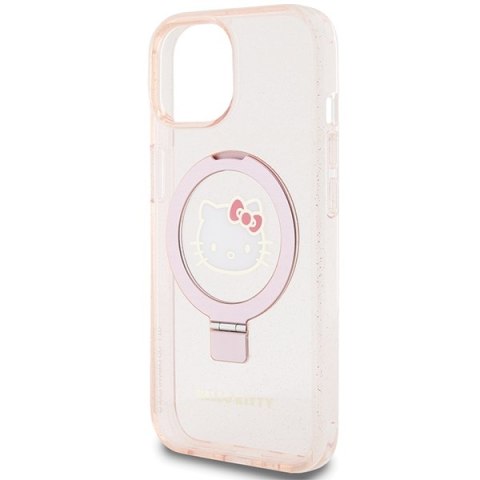 Nakładka Hello Kitty do iPhone 15 / 14 / 13 6,1" różowa hardcase Ring Stand Glitter Electrop Logo MagSafe Nakładka Hello Kitty do iPhone 15 / 14 / 13 6,1" różowa hardcase Ring Stand Glitter Electrop Logo MagSafe