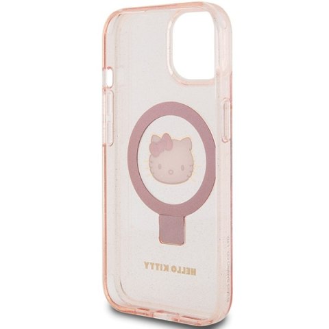 Nakładka Hello Kitty do iPhone 15 / 14 / 13 6,1" różowa hardcase Ring Stand Glitter Electrop Logo MagSafe Nakładka Hello Kitty do iPhone 15 / 14 / 13 6,1" różowa hardcase Ring Stand Glitter Electrop Logo MagSafe
