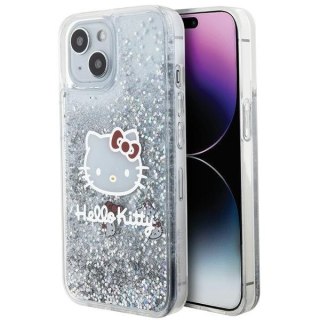 Nakładka Hello Kitty do iPhone 15 / 14 / 13 6,1" srebrna hardcase Liquid Glitter Charms Kitty Head