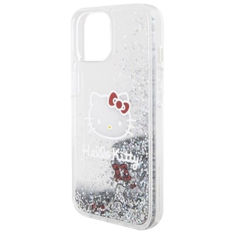Nakładka Hello Kitty do iPhone 15 / 14 / 13 6,1" srebrna hardcase Liquid Glitter Charms Kitty Head Nakładka Hello Kitty do iPhone 15 / 14 / 13 6,1" srebrna hardcase Liquid Glitter Charms Kitty Head