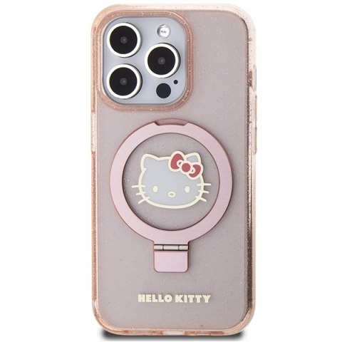 Nakładka Hello Kitty do iPhone 15 Pro 6,1" różowa hardcase Ring Stand Glitter Electrop Logo MagSafe Nakładka Hello Kitty do iPhone 15 Pro 6,1" różowa hardcase Ring Stand Glitter Electrop Logo MagSafe