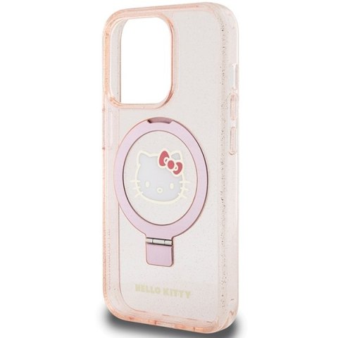 Nakładka Hello Kitty do iPhone 15 Pro 6,1" różowa hardcase Ring Stand Glitter Electrop Logo MagSafe Nakładka Hello Kitty do iPhone 15 Pro 6,1" różowa hardcase Ring Stand Glitter Electrop Logo MagSafe