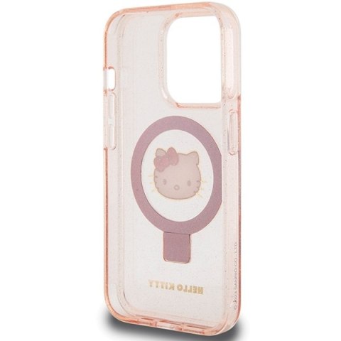 Nakładka Hello Kitty do iPhone 15 Pro 6,1" różowa hardcase Ring Stand Glitter Electrop Logo MagSafe Nakładka Hello Kitty do iPhone 15 Pro 6,1" różowa hardcase Ring Stand Glitter Electrop Logo MagSafe