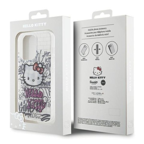 Nakładka Hello Kitty do iPhone 15 Pro Max 6,7" biała hardcase IML Kitty do On Bricks Graffiti