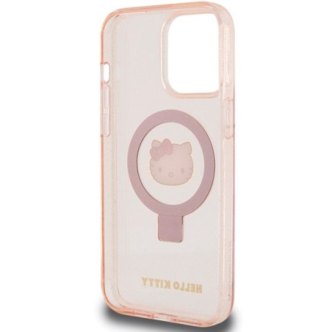 Nakładka Hello Kitty do iPhone 15 Pro Max 6,7" różowa hardcase Ring Stand Glitter Electrop Logo MagSafe Nakładka Hello Kitty do iPhone 15 Pro Max 6,7" różowa hardcase Ring Stand Glitter Electrop Logo MagSafe