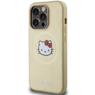 Nakładka Hello Kitty do iPhone 15 Pro Max 6,7" złota hardcase Leather Kitty Head MagSafe