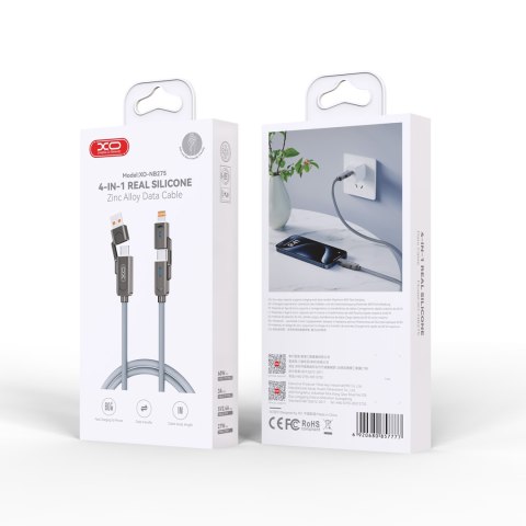 XO kabel NB275 4w1 USB-C - Lightning + USB + USB-C 60W 1,0m szary XO kabel NB275 4w1 USB-C - Lightning + USB + USB-C 60W 1,0m szary