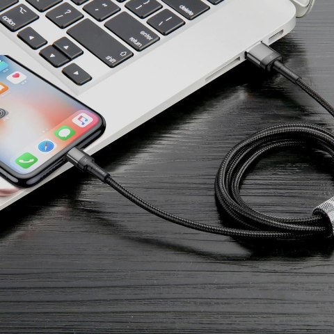 Baseus kabel Cafule USB - Lightning 1,0 m 2,4A szaro-czarny dwustronne USB Baseus kabel Cafule USB - Lightning 1,0 m 2,4A szaro-czarny dwustronne USB