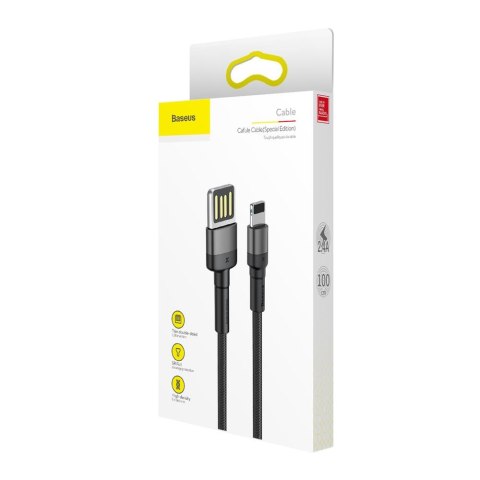 Baseus kabel Cafule USB - Lightning 1,0 m 2,4A szaro-czarny dwustronne USB Baseus kabel Cafule USB - Lightning 1,0 m 2,4A szaro-czarny dwustronne USB