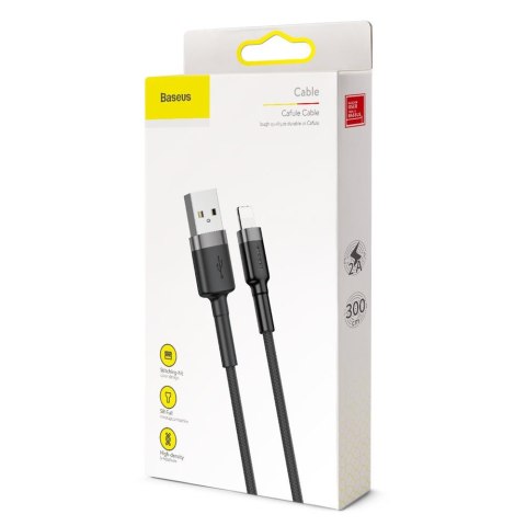 Baseus kabel Cafule USB - Lightning 3,0 m 1,5A szaro-czarny Baseus kabel Cafule USB - Lightning 3,0 m 1,5A szaro-czarny