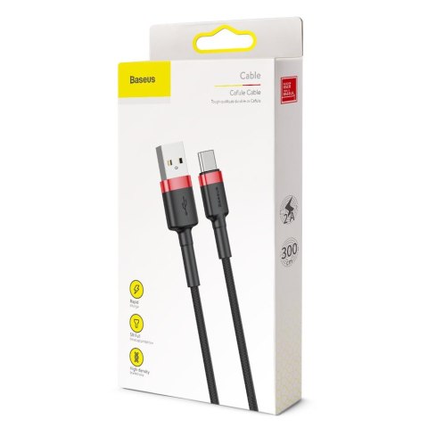 Baseus kabel Cafule USB - USB-C 3,0 m 2A czerwono-czarny Baseus kabel Cafule USB - USB-C 3,0 m 2A czerwono-czarny