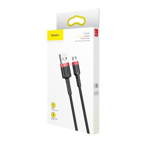 Baseus kabel Cafule USB - microUSB 1,0 m 2,4A czerwono-czarny Baseus kabel Cafule USB - microUSB 1,0 m 2,4A czerwono-czarny