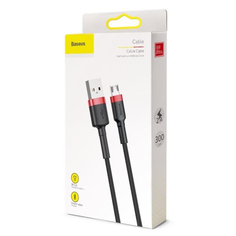 Baseus kabel Cafule USB - microUSB 3,0 m 1,5A czerwono-czarny Baseus kabel Cafule USB - microUSB 3,0 m 1,5A czerwono-czarny