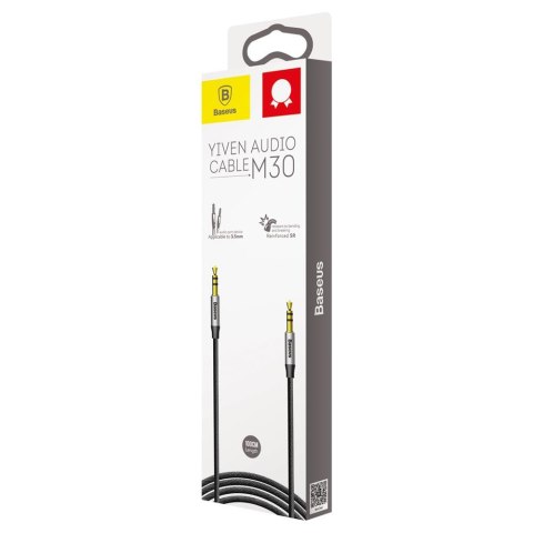 Baseus kabel audio Yiven M30 jack 3,5 mm - jack 3,5 mm 1,0 m srebrno-czarny Baseus kabel audio Yiven M30 jack 3,5 mm - jack 3,5 mm 1,0 m srebrno-czarny