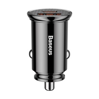 Baseus ładowarka samochodowa USB-C - USB czarna Circular Plastic PD QC 3.0 PPS