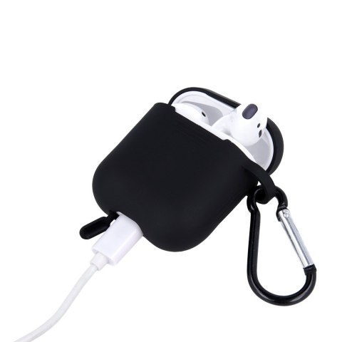 Etui do Airpods / Airpods 2 czarne z haczykiem Etui do Airpods / Airpods 2 czarne z haczykiem