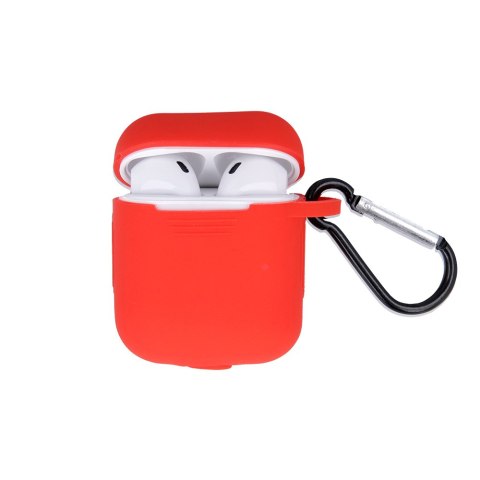 Etui do Airpods / Airpods 2 czerwone z haczykiem Etui do Airpods / Airpods 2 czerwone z haczykiem