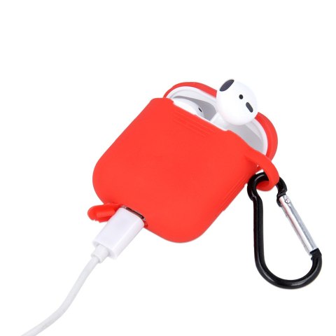 Etui do Airpods / Airpods 2 czerwone z haczykiem Etui do Airpods / Airpods 2 czerwone z haczykiem