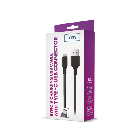 Setty kabel USB - USB-C 1,0 m 2A czarny NEW Setty kabel USB - USB-C 1,0 m 2A czarny NEW
