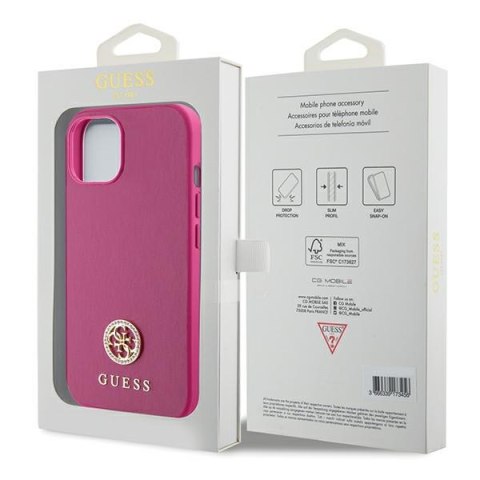 Guess nakładka do iPhone 15 6,1" GUHCP15SPS4DGPP różowa HC PU 4G Metal Logo Strass Guess nakładka do iPhone 15 6,1" GUHCP15SPS4DGPP różowa HC PU 4G Metal Logo Strass