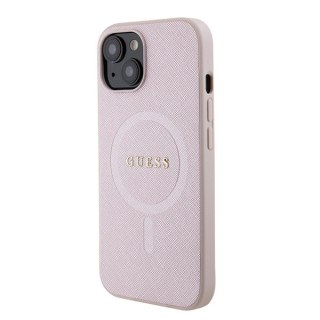 Guess nakładka do iPhone 15 6,1" GUHMP15SPSAHMCP różowa hardcase Saffiano MagSafe