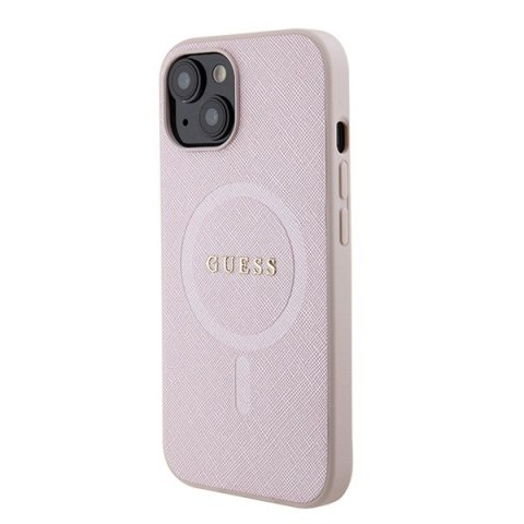 Guess nakładka do iPhone 15 6,1" GUHMP15SPSAHMCP różowa hardcase Saffiano MagSafe Guess nakładka do iPhone 15 6,1" GUHMP15SPSAHMCP różowa hardcase Saffiano MagSafe