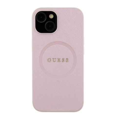 Guess nakładka do iPhone 15 6,1" GUHMP15SPSAHMCP różowa hardcase Saffiano MagSafe Guess nakładka do iPhone 15 6,1" GUHMP15SPSAHMCP różowa hardcase Saffiano MagSafe