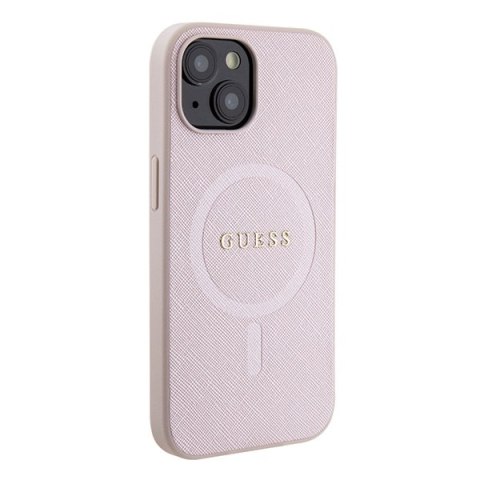 Guess nakładka do iPhone 15 6,1" GUHMP15SPSAHMCP różowa hardcase Saffiano MagSafe Guess nakładka do iPhone 15 6,1" GUHMP15SPSAHMCP różowa hardcase Saffiano MagSafe