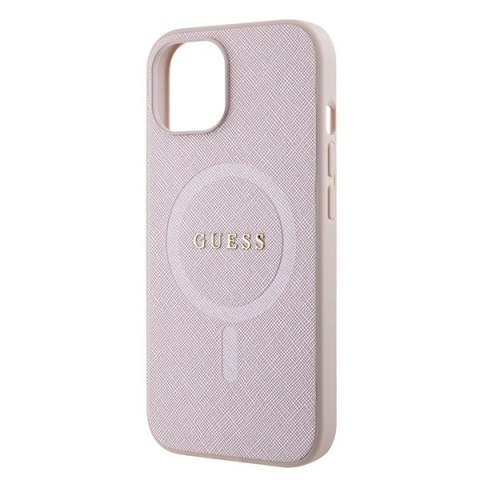 Guess nakładka do iPhone 15 6,1" GUHMP15SPSAHMCP różowa hardcase Saffiano MagSafe Guess nakładka do iPhone 15 6,1" GUHMP15SPSAHMCP różowa hardcase Saffiano MagSafe