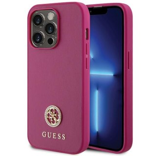 Guess nakładka do iPhone 15 Pro Max 6,7" GUHCP15XPS4DGPP różowa HC PU 4G Metal Logo Strass