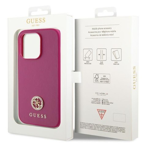 Guess nakładka do iPhone 15 Pro Max 6,7" GUHCP15XPS4DGPP różowa HC PU 4G Metal Logo Strass Guess nakładka do iPhone 15 Pro Max 6,7" GUHCP15XPS4DGPP różowa HC PU 4G Metal Logo Strass